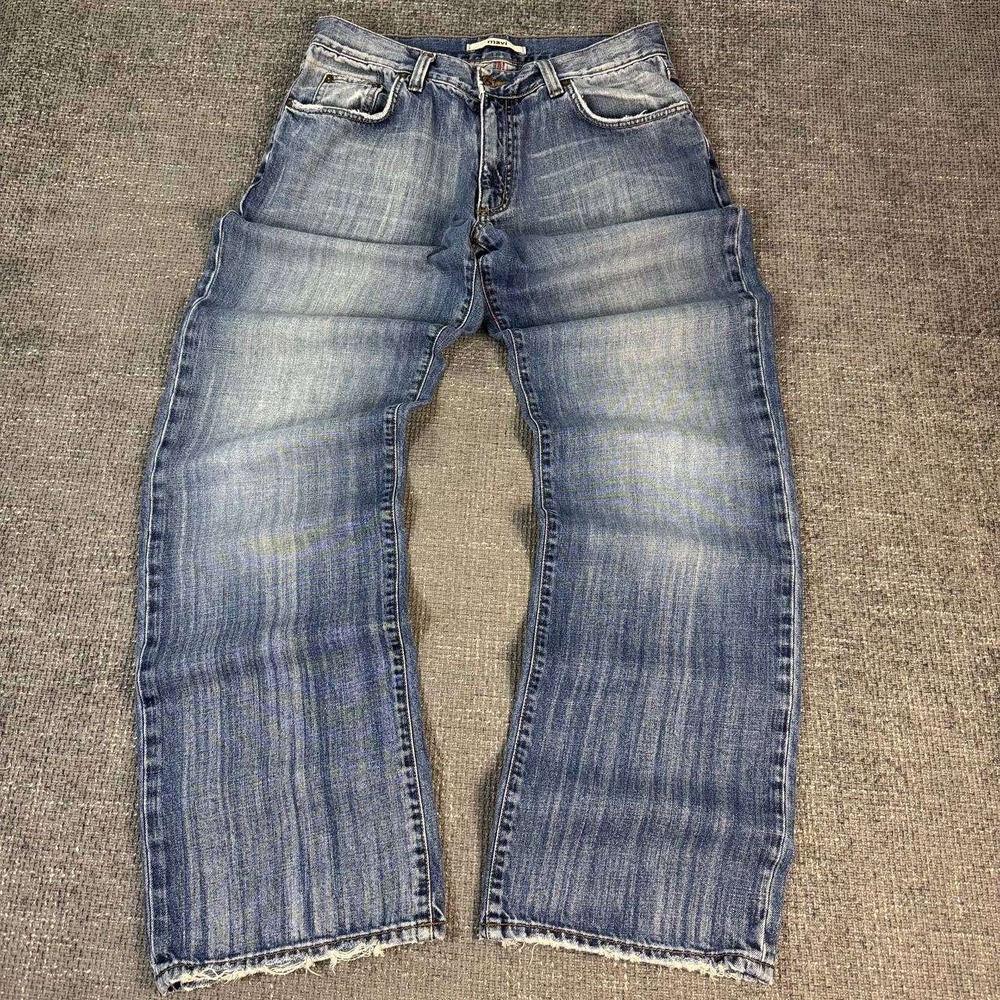 Mavi Straight Leg Jeans Mens 32x31 Blue Light Wash Distressed Y2K Skater